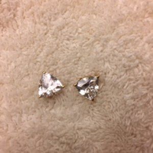 Triangle shape CZ earrings,14 K gold filled post